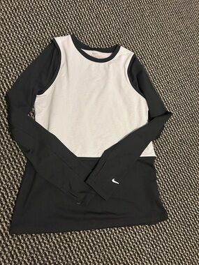 Nike Black and White Layered Compression Long Sleeve Top